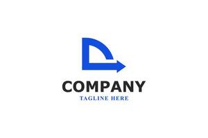 letter d simple and arrow minimal logo vector