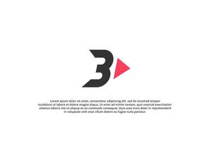 letter b bow arrow play button number three logo vector
