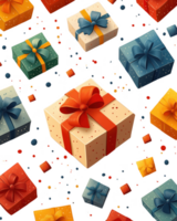 A colorful array of boxes with bows on them png