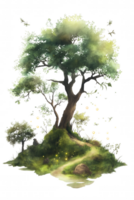 A tree is surrounded by a path and grass png