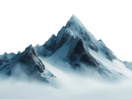 A mountain range covered in snow and clouds png