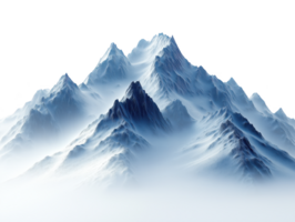 The mountain range is covered in snow and has a serene, peaceful atmosphere png
