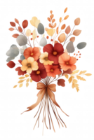 A bouquet of flowers with a brown ribbon tied around it png