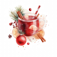 A glass of red drink with a cinnamon stick and orange slices png