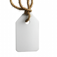 A white tag with a hole in the middle hangs from a rope png
