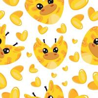 hearts with animal design namely yellow giraffe heart design and yellow hearts pattern for valentine's day vector
