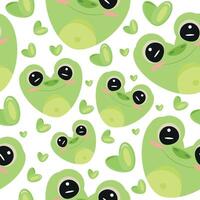hearts with animal design namely green heart frog design and green hearts Valentine's Day pattern vector