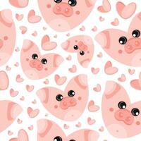 hearts with an animal design, namely a pink pig heart design and pink hearts, valentine's day pattern vector