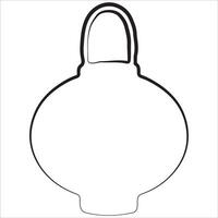 simple icon of Chinese paper round lantern for Chinese New Year drawn with original outline vector