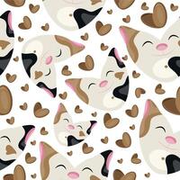hearts with animal design, namely with a white cat heart-shaped design and brown hearts, Valentine's Day pattern vector