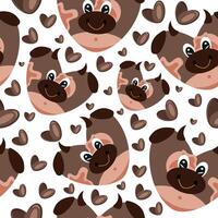 hearts with animal design namely heart brown side design and brown hearts valentines day pattern vector