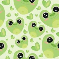hearts with animal design namely green frog design in the shape of a heart and green hearts on a green background, valentine's day pattern vector