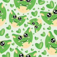 hearts with animal design namely green dragon heart shaped design and green hearts on green background valentines day pattern vector