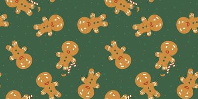 Seamless festive gingerbread man pattern. Design for Christmas backgrounds, wrapping paper. The theme of festive baking. vector
