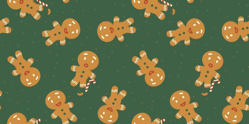Seamless festive gingerbread man pattern. Design for Christmas backgrounds, wrapping paper. The theme of festive baking.