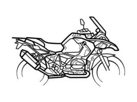 Adventure motorcycle line drawing fo vector