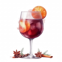 A glass of wine with an orange slice on top png