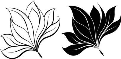 Elegant Black and White Floral Leaf Design Elements vector