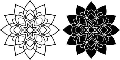 Floral Mandala Designs Outline and Filled Black Circular Patterns vector