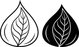 Leaf Design Black and White Teardrop Shapes, Nature Illustration vector