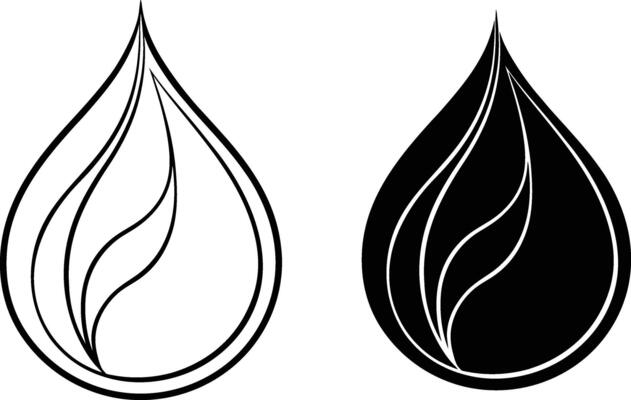 Abstract Teardrop Designs Black, White, Elegant, Flowing, Organic
