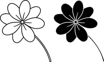 Simple Line Art Flower Designs Black and White Floral Illustrations vector