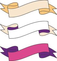 Three Decorative Blank Ribbon Banners Design Elements vector
