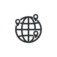 Design outlines the location placement points with balloon and globe markings. vector