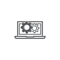 Leptop design and leptop system maintenance symbol gear. vector