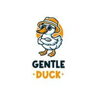 Cool Playful Duck With Hat And Sunglasses Logo Design vector