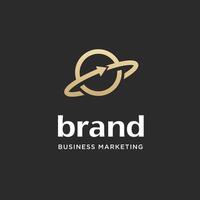 Golden Planet With Arrow Business For Marketing Financial Logo Design symbolizing growth, success, and financial progress vector