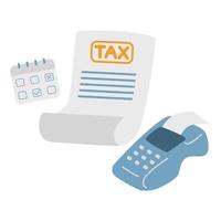 Income tax filing, calculate revenue and filling tax form vector