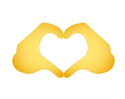 Gradient yellow two hands forming heart shape icon. Used to express love and support png