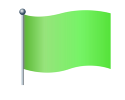 Rectangular gradient green flag icon with silver pole png
