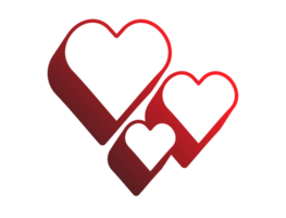 Gradient red retro three hearts icon button png