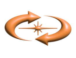 3D Y2K gradient orange retro two ways arrow and star icon png