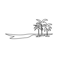 continuous line drawing natural palm coconut illustration, vector