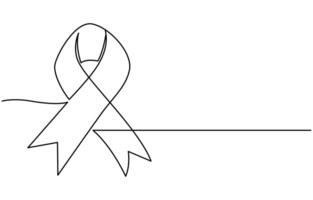 AIDS Awareness Ribbon, One Line Drawing, World AIDS Day, Continuous Art vector