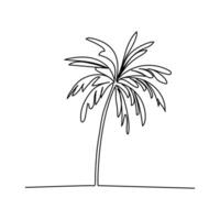 Continuous single line art drawing one line illustration art on palm tree vector