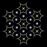 Abstract round pattern in yellow-blue color on a black background vector