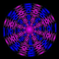 Round abstract pattern in blue and pink colors on a black background vector