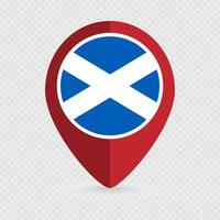 Map pointer with Scotland flag. illustration. vector