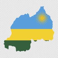 Rwanda map silhouette with flag. vector