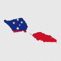 Samoa map silhouette with flag. vector