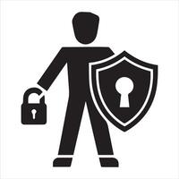 silhouette Lock and shield icon vector