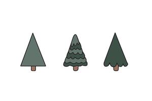 Set of hand drawn abstract linear Christmas trees. vector