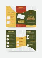 Fast food trifold menu template vector
