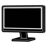 Minimal Desktop Monitor Stand Silhouette on White vector