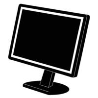 Simple Desktop Monitor Stand Silhouette on White vector