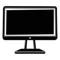 Desktop Monitor Silhouette with Stand on White vector